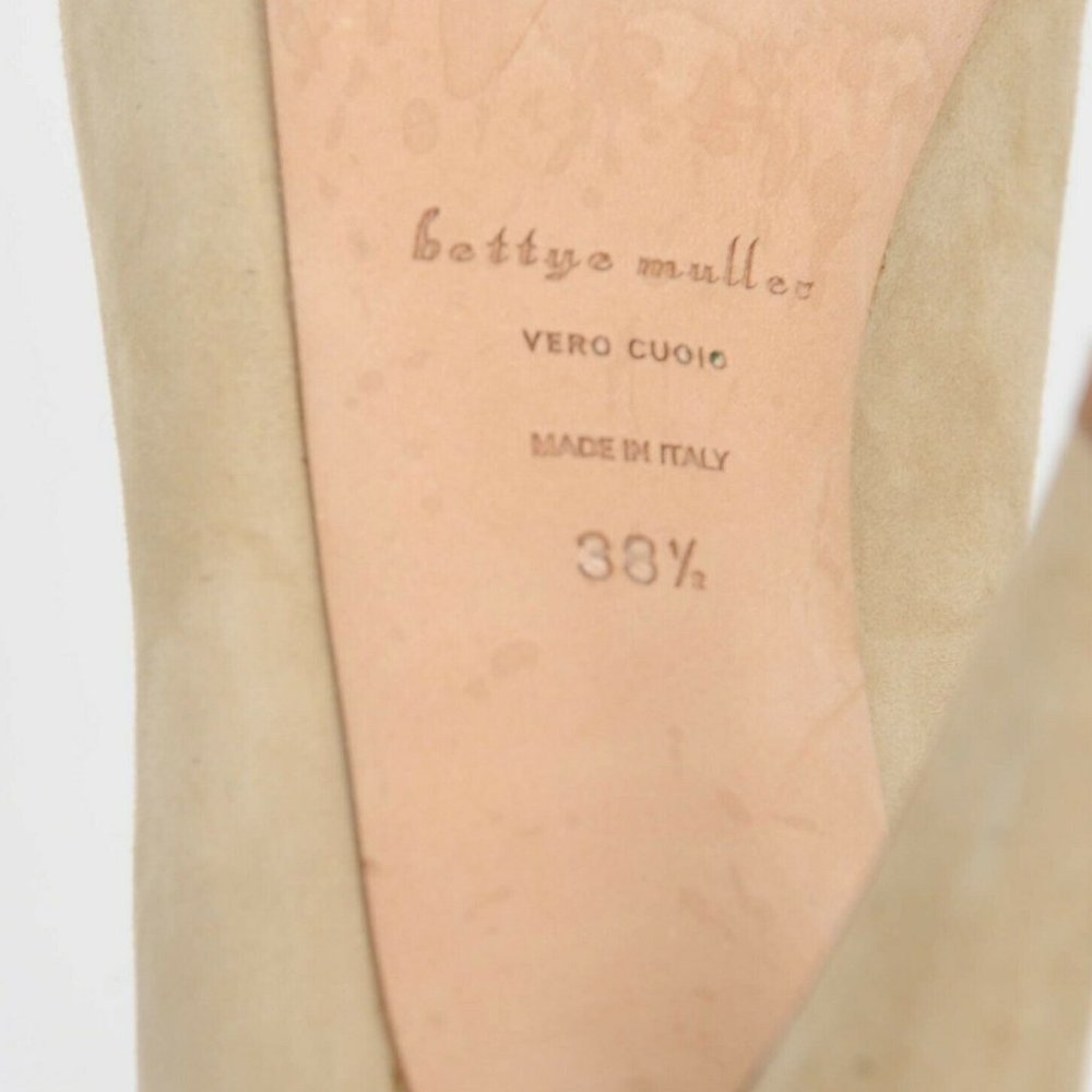 Bettye Muller x Simply Soles Beige Suede Melon Cap Toe High Heel Women 8.5 Italy - Picture 10 of 12